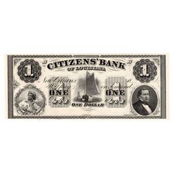 1800's $1 Citizens's Bank of Louisiana Currency Note