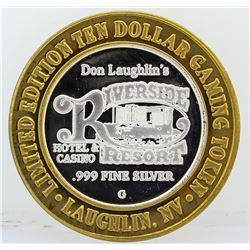 Riverside Resort Laughlin $10 Casino Gaming Token .999 Fine Silver Limited Editi