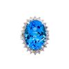 Image 2 : 14KT White Gold 15.00ct Blue Topaz and Diamond Ring