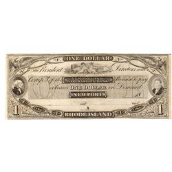 1800's $1 Newport Rhode Island Obsolete Bank Note