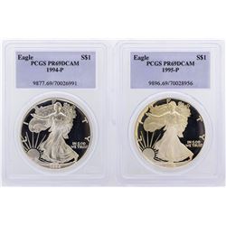 1994-P & 1995-P Silver Eagle Coin Set PCGS Graded PR69DCAM