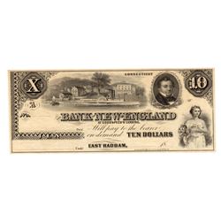 1800's $10 The Bank of New England Goodspeeds Obsolete Note