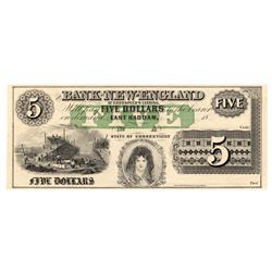 1800's $5 The Bank of New England Goodspeed's Note