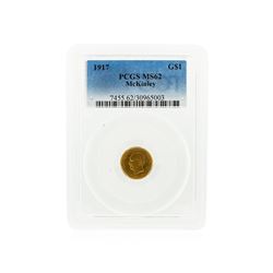 1917 $1 McKinley Gold Dollar Coin PCGS Graded MS62
