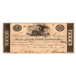 1816 $5 The Farmers and Mechanics Bank Pennsylvania Note