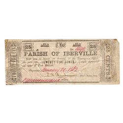 1862 Twenty-Five Cents Parish of Iberville Fractional Note