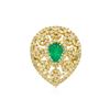 Image 2 : 14KT Yellow Gold 0.94ct Emerald and Diamond Ring