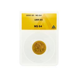 1895 $5 Liberty Head Half Eagle Gold Coin ANACS Graded MS64