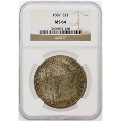 1887 Morgan Silver Dollar Coin NGC Graded MS64