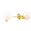 Image 2 : 14KT Yellow Gold Pearl and Diamond Earrings