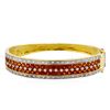 Image 1 : 14KT Yellow Gold 7.00ctw Orange Sapphire and Diamond Bangle Bracelet