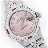 Image 1 : Womens Rolex Stainless Steel Diamond and Ruby Datejust Wristwatch