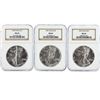 Image 4 : Set of (10) 1990-1999 $1 Silver Eagle Coins NGC Graded MS69