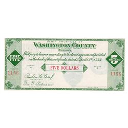 April 15, 1933 Scrip Trustees $5 Washington County Note