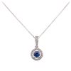 Image 1 : 14KT White Gold 0.64ct Blue Sapphire and Diamond Necklace