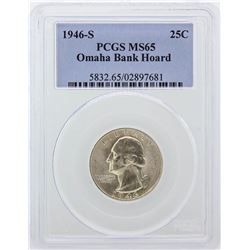 1946-S Quarter Omaha Bank Hoard PCGS Graded MS65