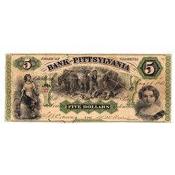 1861 $5 Bank of Pittsylvania Obsolete Bank Note