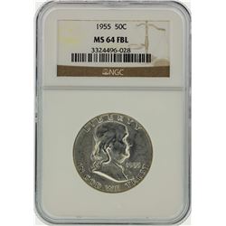 1955 Franklin Half Dollar Coin NGC Graded MS64 FBL