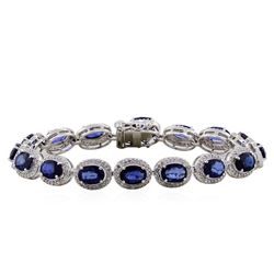 14KT White Gold 14.32ctw Sapphire and Diamond Bracelet
