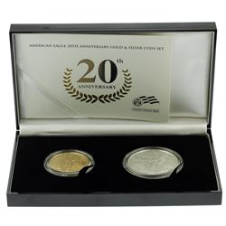 2006 W American Eagle 20th Anniversary Gold & Silver Set with COA