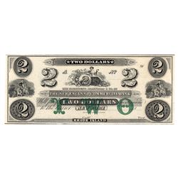 1800s $2 New England Commercial Bank Obsolete Currency Note