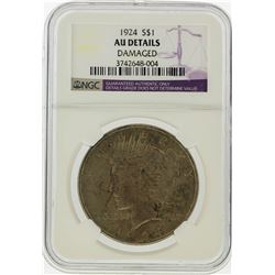 1924 $1 Peace Silver Dollar Coin NGC Graded AU Details