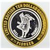 Image 2 : Pioneer Gambling Hall Laughlin $10 Casino Gaming Token .999 Fine Silver Limited