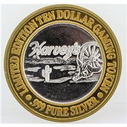 Harvey's Lake Tahoe $10 Casino Gaming Token .999 Fine Silver Limited Edition
