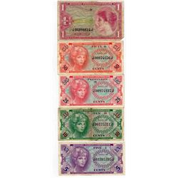 Set of (5) Military Payment Certificates Series 641