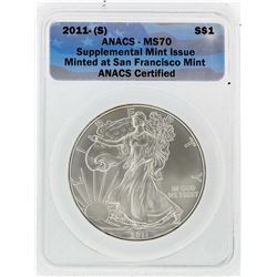 2011-S $1 American Silver Eagle ANACS Graded MS70