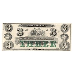 1800s $3 New England Commercial Bank Obsolete Currency Note