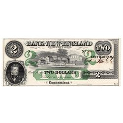 1865 $2 The Bank of New England Currency Note