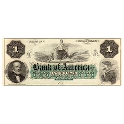 1800s $1 Bank of America Rhode Island Obsolete Currency Note