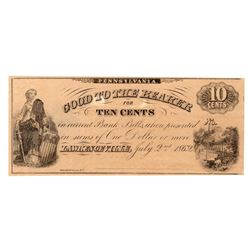 RARE 1862 Ten Cents Lawrenceville Pennsylvania Obsolete Note