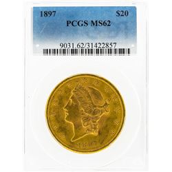 1897 $20 Liberty Head Double Eagle Gold Coin PCGS MS62