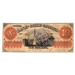 1800's $10 Bank of the State of Georgia Bank Note