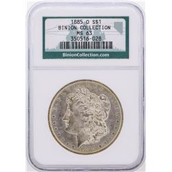 1885-O Morgan Silver Dollar Coin Binion Collection NGC MS63