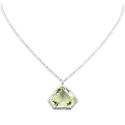 14KT White Gold 29.00ct Aquamarine and Diamond Necklace