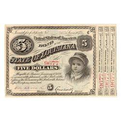 1875 $5 Baby Bond State of Louisiana Note