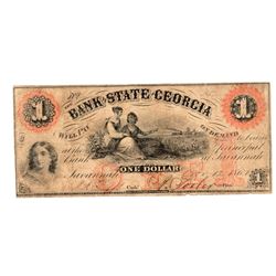 1861 $1 The Bank of the State of Georgia Note