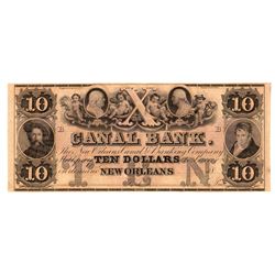 1800s $10 Canal Bank New Orleans Obsolete Currency Note