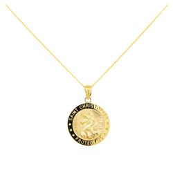 14KT Yellow Gold Saint Christopher Pendant with Chain