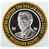 Image 2 : Riverside Resort Laughlin $10 Casino Gaming Token .999 Fine Silver Limited Editi