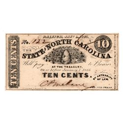 1863 10 Cents The State of North Carolina Fractional Note
