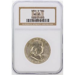1954-S Franklin Half Dollar Coin NGC Graded MS65
