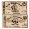 Image 1 : Set of (2) 1863 Five Cents State of North Carolina Obsolete Notes