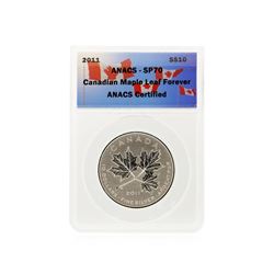 2011 $10 Canadian Maple Leaf Forever Silver Coin ANACS SP70