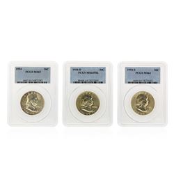 Set of (3) 1954-D-S Franklin Half Dollar Coins PCGS Graded