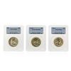Image 1 : Set of (3) 1954-D-S Franklin Half Dollar Coins PCGS Graded