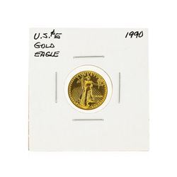 1990 1/10 oz. $5 Gold American Eagle Coin